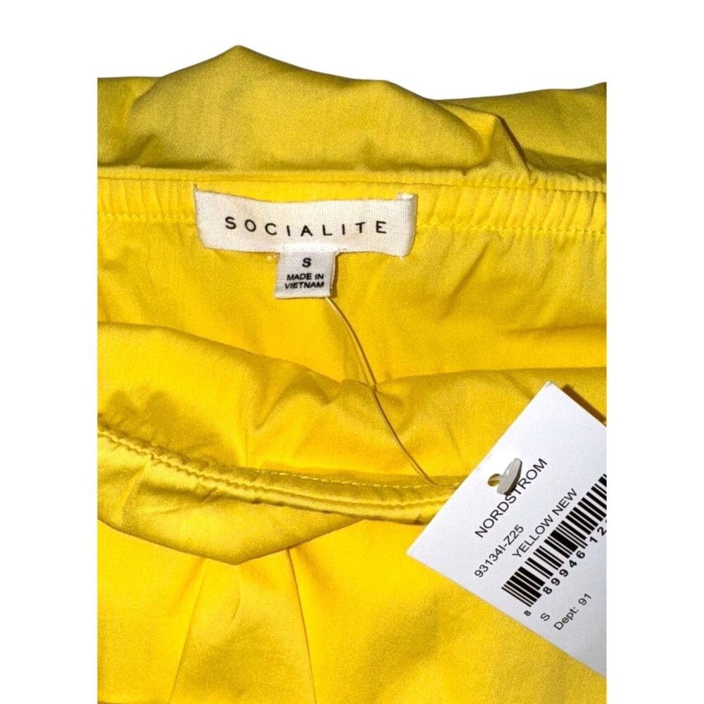 Socialite Yellow Off-Shoulder Ruffle Sleeve mini dress Womens Size S - Picture 3 of 10
